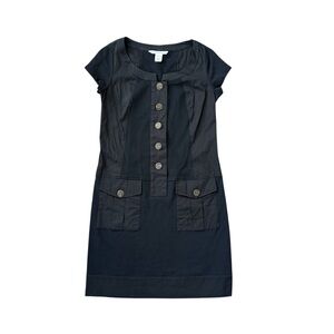 Diane Von Furstenberg Black Career/ Work Dreas with Buttons Cap Sleeve Size 8